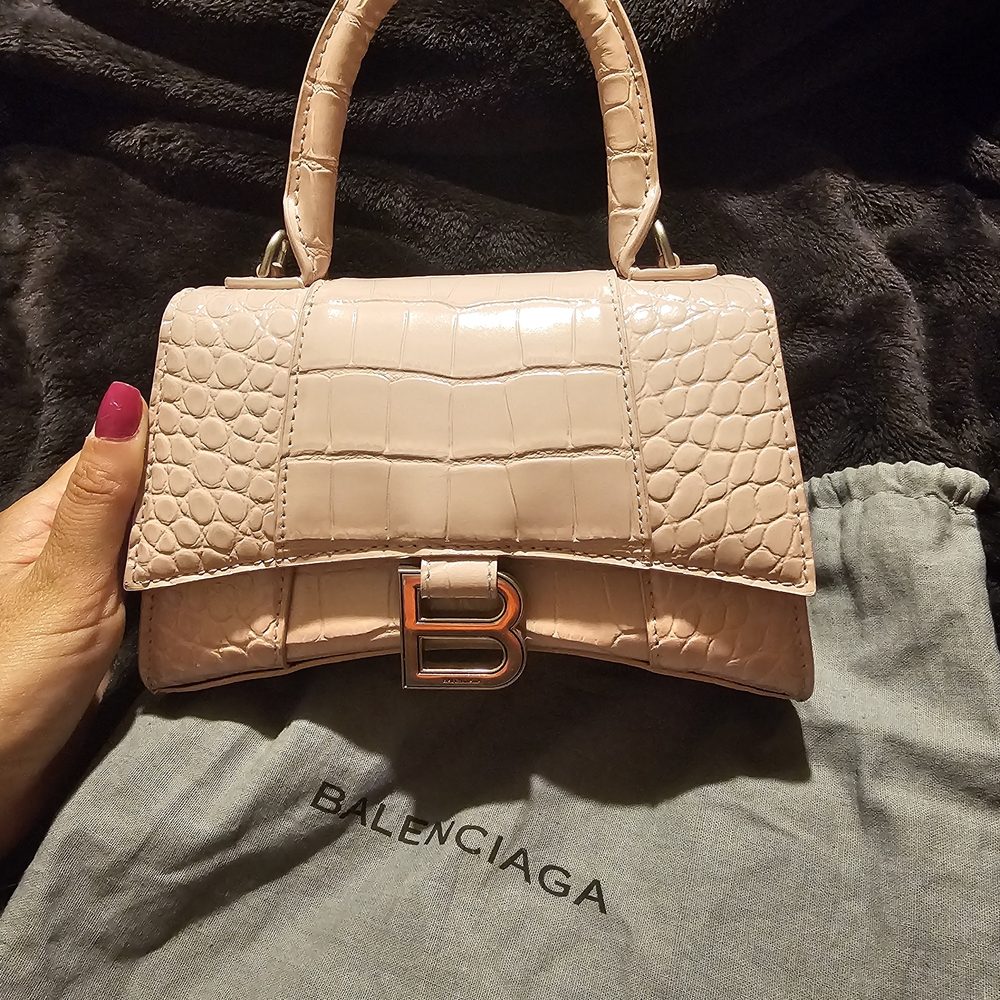 Balenciaga Pink Croc-Embossed Women's Bag